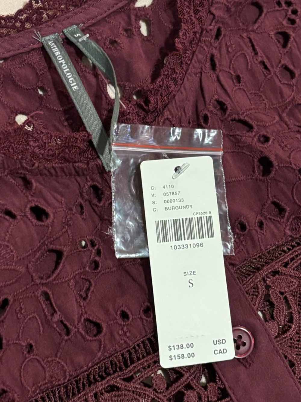 Anthropologie Sleeveless High-Neck Lace-Inset Blouse | Eyelet Button-Front Top - Picture 2 of 12